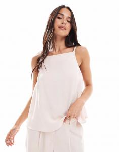 Приталенный топ на бретелях с вырезом-хомутом на спине розового цвета Asos Design