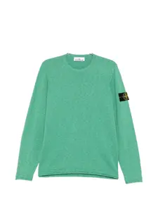 Свитер с круглым вырезом и нашивкой с логотипом Stone Island, зеленый