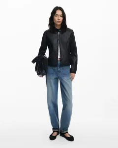 Женская куртка-бомбер из комбинированной кожи Desigual, черный