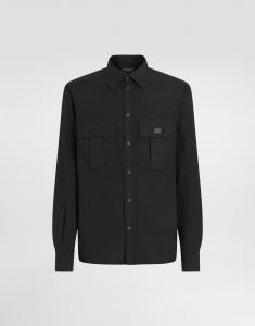 Хлопковая рубашка с биркой Dolce & Gabbana, черный