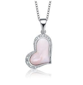 Ожерелье с подвеской в ​​форме сердца из стерлингового серебра, белого золота и розового перламутра Genevive, белый