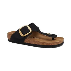 Кожаные шлепанцы gizeh с большой пряжкой и лентой Birkenstock, черный