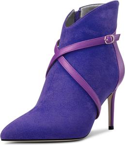 Женские ботильоны Castamere с высоким каблуком, заостренным носком, короткие ботинки с перекрестным ремешком, застежкой-молнией и комбинированной отделкой, на каблуке 8 см, для вечернего выхода