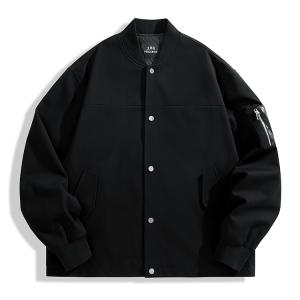 Куртка мужская Texture Jacquard с кожаными вставками PEACEBIRD MEN, черный 1