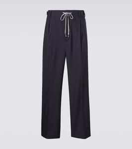 Шерстяные брюки прямого кроя в полоску Maison Margiela, Blue