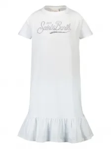 Платье с оборками, украшенное стразами MC2 Saint Barth Kids, белый