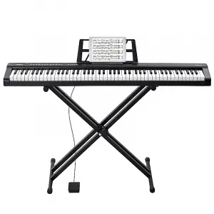 Цифровое пианино VEVOR с 88 клавишами, полувзвешенными клавишами, портативное электрическое с подставкой
