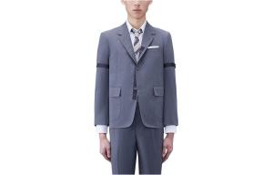 Пиджак с лацканами пика однобортный THOM BROWNE, серый