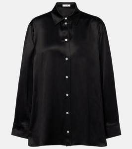 Рубашка Sisilia большого размера из шелкового атласа The Row, черный