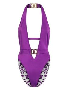 Dolce & Gabbana купальник с логотипом DG, фиолетовый