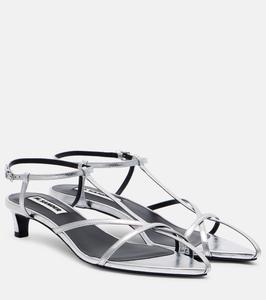 Металлизированные кожаные сандалии Jil Sander, Sky Grey
