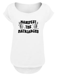 Футболка с манифестом феминизма Матриархат: Международный женский день белого цвета F4NT4STIC