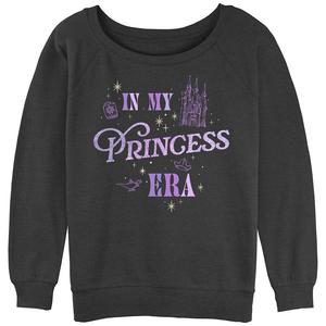 Пуловер с напуском из махрового материала с рисунком Disney Princesses Juniors In My Princess Era, цвет Charcoal Heather