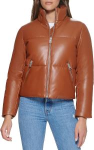 Женская пуховик Levi's Breanna с искусственным мехом, карамельный