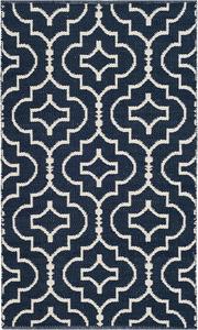 Ковер SAFAVIEH, 77 x 122 см, Montauk Collection, Navy & Ivory, ручной работы из хлопка, идеально подходит для помещений с высокой проходимостью: прихожая, гостиная, спальня (MTK722H)