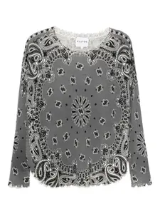 Свитер с узором пейсли и бахромой по краям kujten, серый