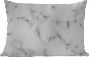 Подушка для улицы - Мрамор - Текстура - Серый - Черный - 60x40 см - Устойчива к погодным условиям - Подушка для отдыха - Декоративная подушка - Подушка для дома MuchoWow