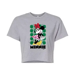 Укороченная футболка с изображением клевера для юниоров Минни Маус Disney, серый