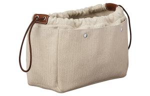 Сумка-холст с клатчем-вкладышем из кожи Barenia натурального/светло-рыжего цвета HERMES