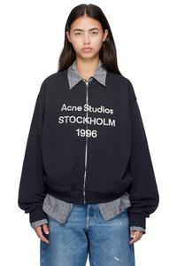 Свитер на молнии с логотипом Acne Studios, черный