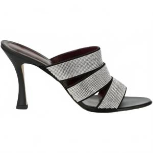 Серебряные босоножки с камнями STAUD