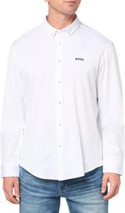 BOSS Мужская рубашка с длинным рукавом из джерси, не требующая глажки, White Oak