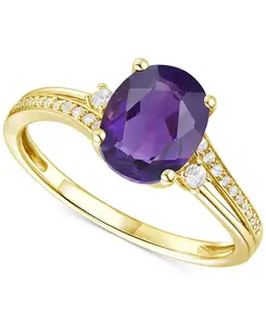 Кольцо-Завиток с аметистом (1-1/2 карата tw) и выращенным в лаборатории белым сапфиром (1/8 карата tw) из стерлингового серебра с покрытием из 14-каратного золота (также с другими драгоценными камнями) Macy'S, amethyst