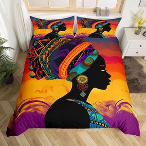 Erosebridal Комплект постельного белья African Woman с геометрическим спиральным узором в стиле племенной индейской тематики, Multi 11