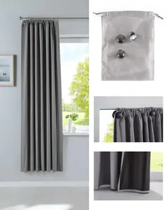 Плотные шторы "DARK" на присоске, однотонные, съемные, для путешествий, 200 x 130 см, серый материал Softshell, многофункциональная система подвешивания, для пляжного домика, входная группа, 10000335 Astek