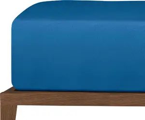 Простыня на резинке Uncover by SCHIESSER Premium Jersey New Jersey | 100% хлопок | Высота матраса до 20 см | 180x200 см | Цвет: королевский синий Schiesser