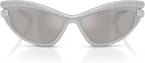 Женские солнцезащитные очки Swarovski Sk6038 «Кошачий глаз», Silver/Light Grey Mirrored Silver