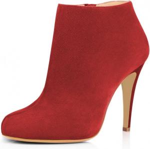 FSJ модные женские ботильоны на каблуке, модный миндальный носок, ботинки до щиколотки, удобная обувь, боковая молния, размер США 37-48, Rot/Wildleder