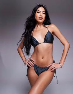 Плавки бикини South Beach с завязками по бокам, средне-синего цвета