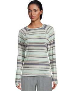 Футболка L.L.Bean Everyday SunSmart Crew Neck Long-Sleeve Stripe Tee, цвет Cool Sea Blue Stripe