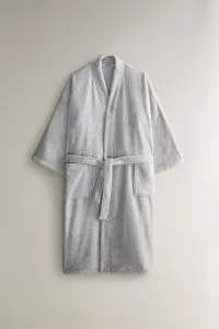 Высококачественный хлопковый банный халат (420 г/м²) Zara, светло-серый