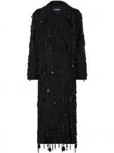 Двубортное пальто с бусинами Dolce & Gabbana, черный