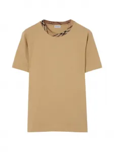 Футболка из хлопка с отделкой в клетку BURBERRY, бежевый