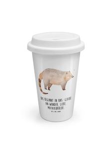 Mr. & Mrs. Panda Белый термос с изображением коати и надписью