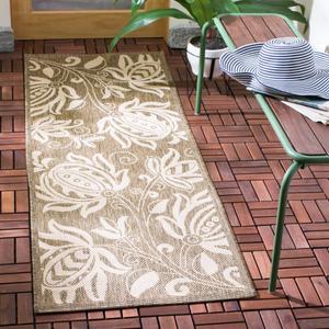 Ковер SAFAVIEH, 69 x 201 см, Washable Rug Outdoor Courtyard Collection - Runner, Brown & Natural, не линяет и легко чистится, идеально для патио, прихожей, гардеробной, коридора, кухни (CY2961-3009)