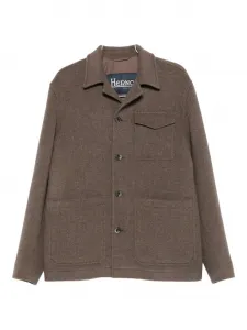 Куртка с застежкой на пуговицы и накладными карманами Herno, коричневый