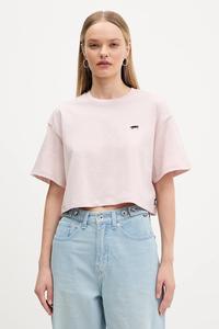 Хлопковая футболка Vans, розовый