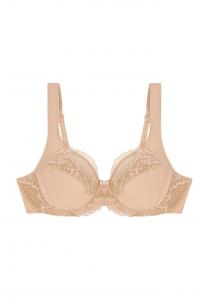 Современный бюстгальтер из кружева и хлопка на косточках с широкими бретелями и кружевным бантом Triumph, бежевый
