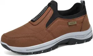 Мужские походные слипоны Без шнурков для прогулок на открытом воздухе Легкие кроссовки с нескользящей подошвой Трекинговые лоферы Зимние теплые рабочие ботинки Прочные повседневные обувь для всех типов местности Qacksv