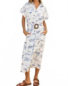 Белое платье-рубашка с поясом и подкладкой Oceanica DRESS FORUM