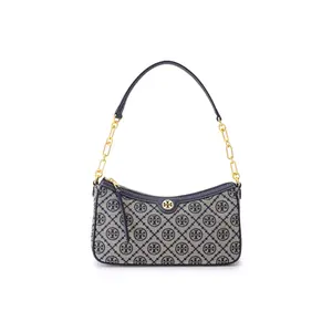 TORY BURCH Монограмма Ткань с кожаной наплечной сумкой