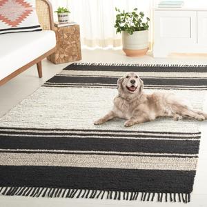 Ковер SAFAVIEH, 244 x 305 см, - коллекция Natural Fiber - большой - Ivory & Black, ручной работы из джута, в стиле Farmhouse, идеально для гостиной, спальни, столовой (NF203Z)