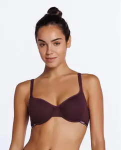 Эластичный хлопковый бюстгальтер на косточках с резиновым логотипом Punto Blanco, цвет Granate