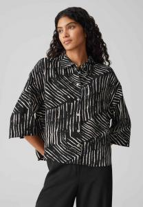 Блузка на пуговицах BOXY FIT TWO TONE PRINT OPUS, черный