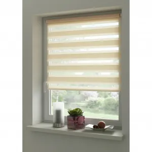 Эксклюзивная двойная рулонная штора Gardinia "EASYFIX", прозрачная, защитная перегородка, с отверстием, свободно висящая, рулонная штора предварительно смонтирована на монтажной рейке Gardinia Exklusiv, цвет creme