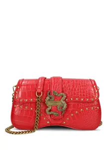 Сумка-сэтчел с тиснением под крокодила Just Cavalli, красный